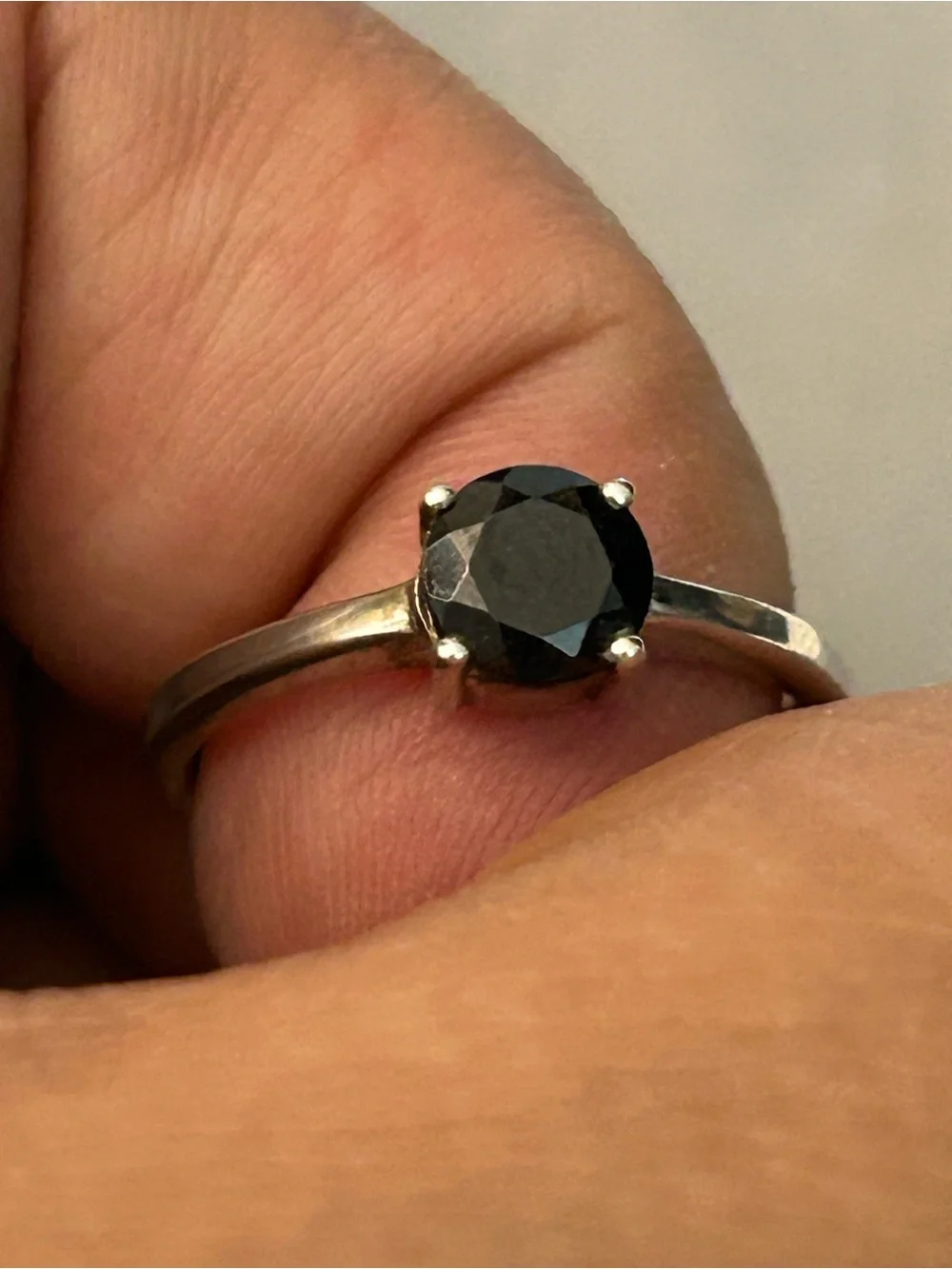 Black Onyx Solitaire Ring on Sterling Silver 925 setting